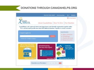 DONATIONS THROUGH CANADAHELPS.ORG

 