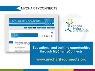 MYCHARITYCONNECTS

Educational and training opportunities
through MyCharityConnects

www.mycharityconnects.org

 
