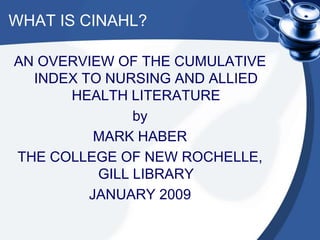 What Is Cinahl | PPTX