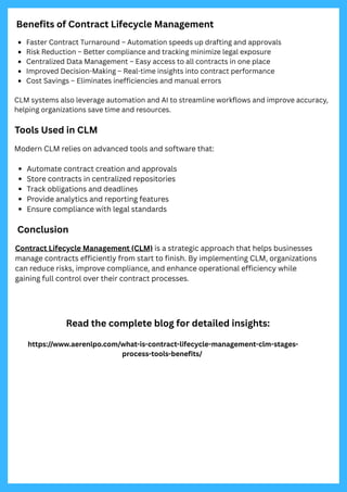 What is CLM -Stages, Benefits,Process & Tools | PDF