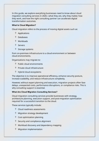 Cloud Migration Consulting Services Guide 2026 | IFI Techsolutions | PPTX