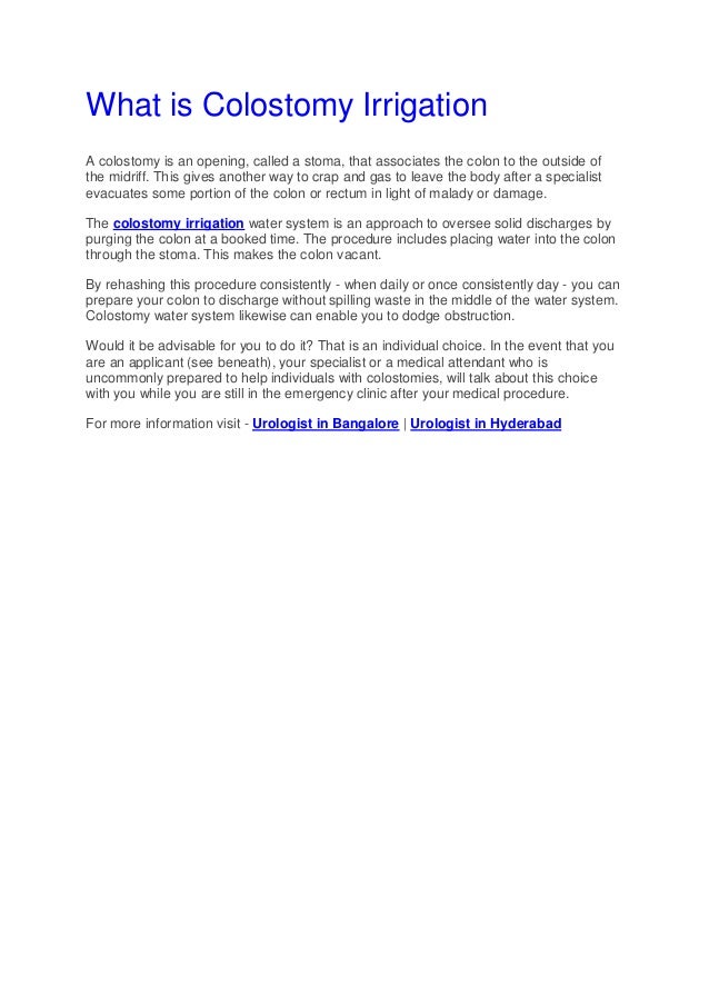 What is colostomy irrigation