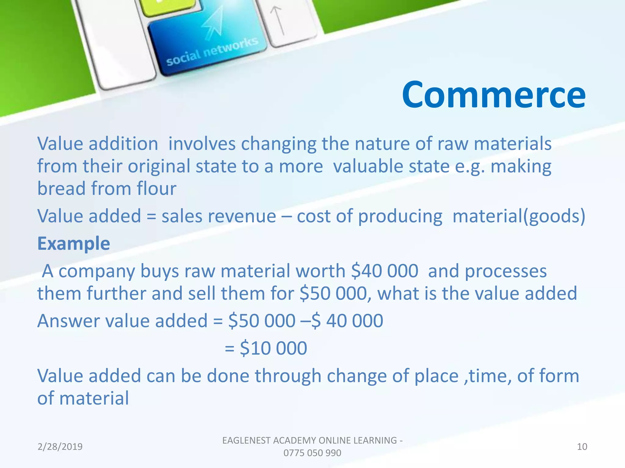 Introduction To Commerce Zimsec New Curriculum Pptx Commodities