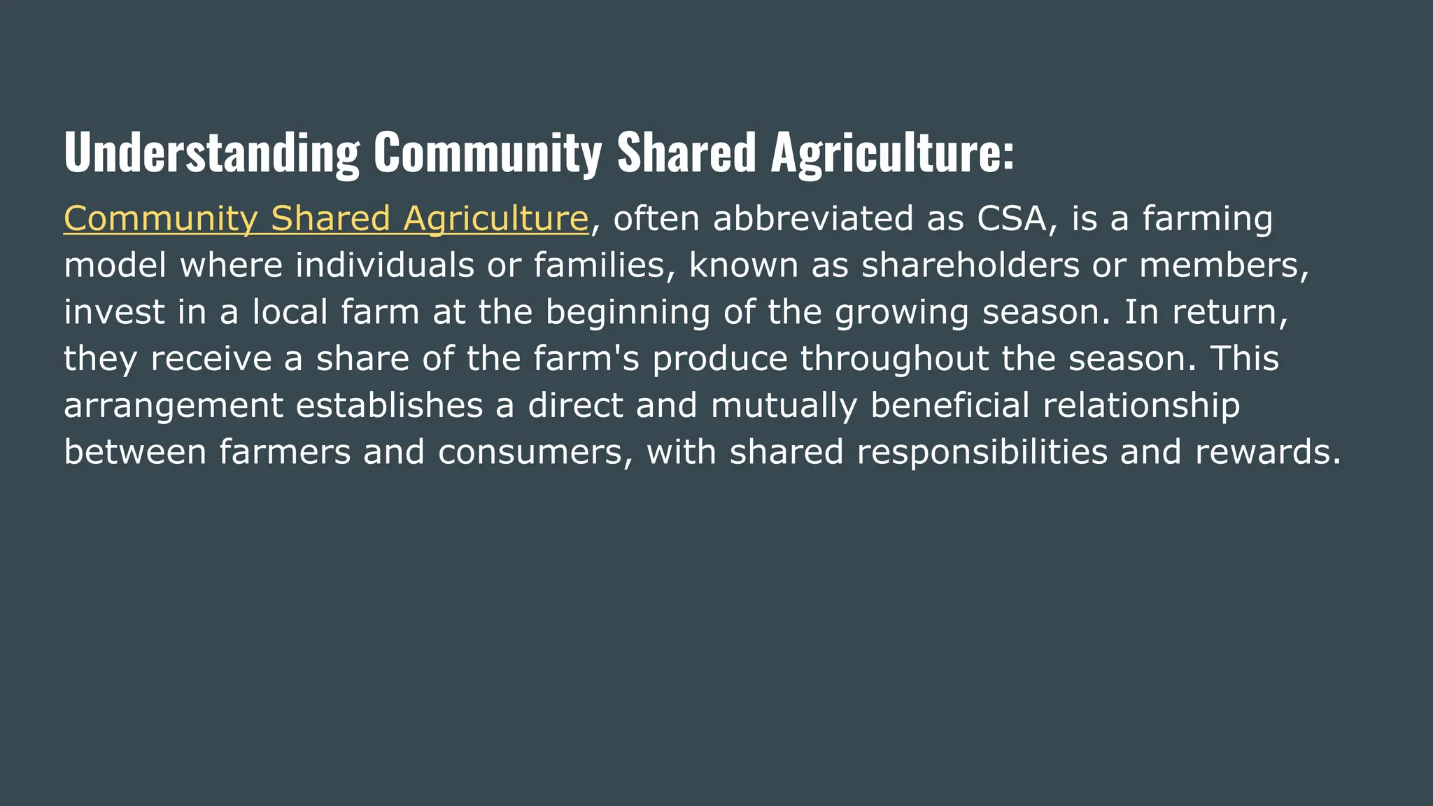 What is community supported shared agriculture? | PPTX