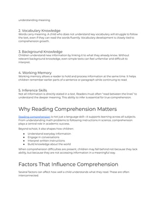 Understanding and Enhancing Reading Comprehension in Children ...