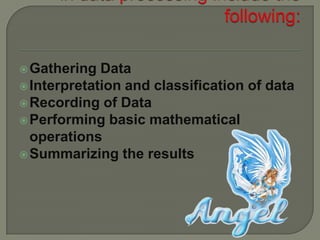 What is Data?Data – are raw facts or figures. They are made up letters, numbers and other symbols or special characters.can be list of phone numberslist of students namesa set of keywords jotted during a speech