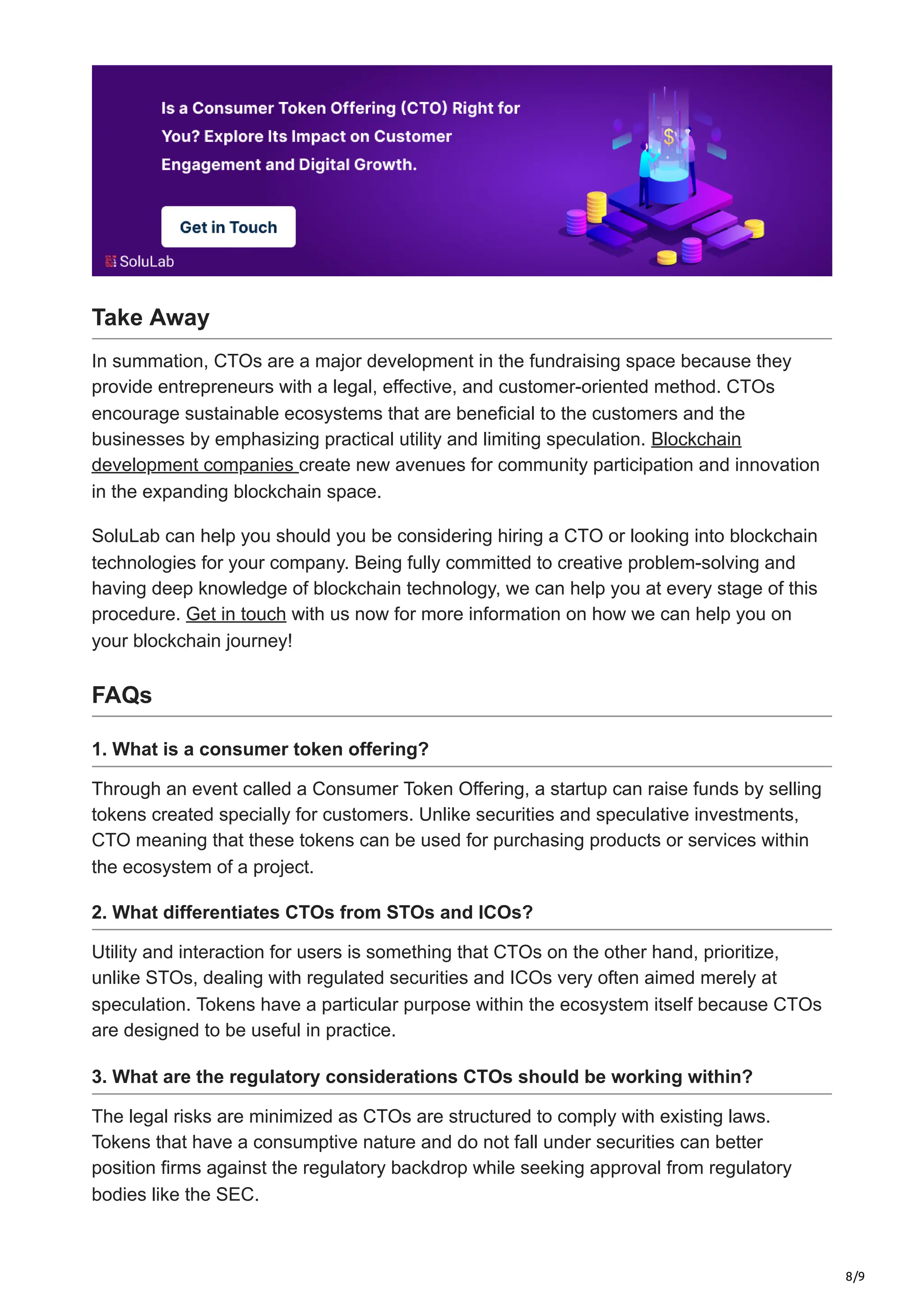 What is Consumer Token Offering CTO - SoluLab | PDF