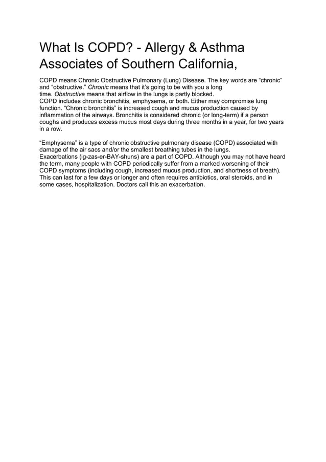 What Is COPD? Allergy & Asthma Associates of Southern California PDF