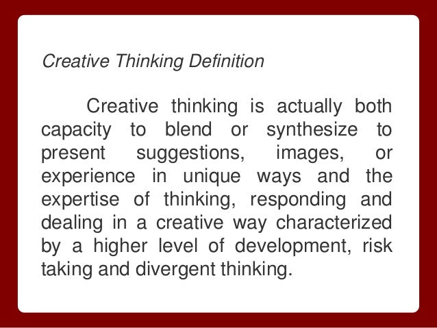 creative thinking and metacognition presentation report