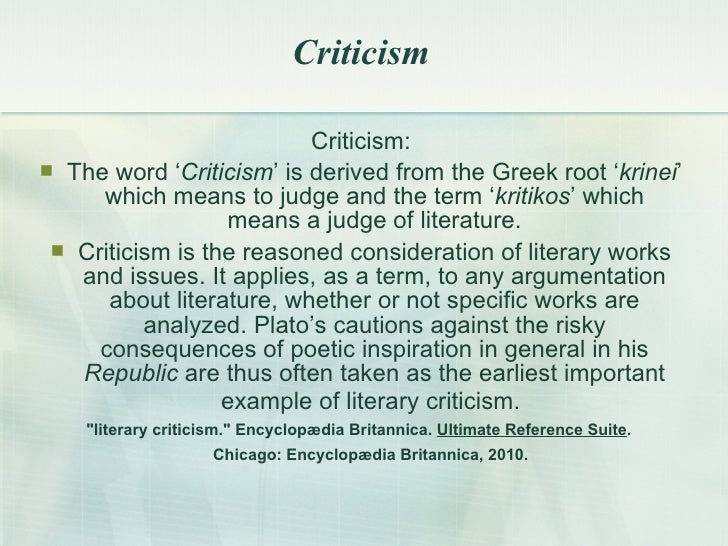 define the criticism