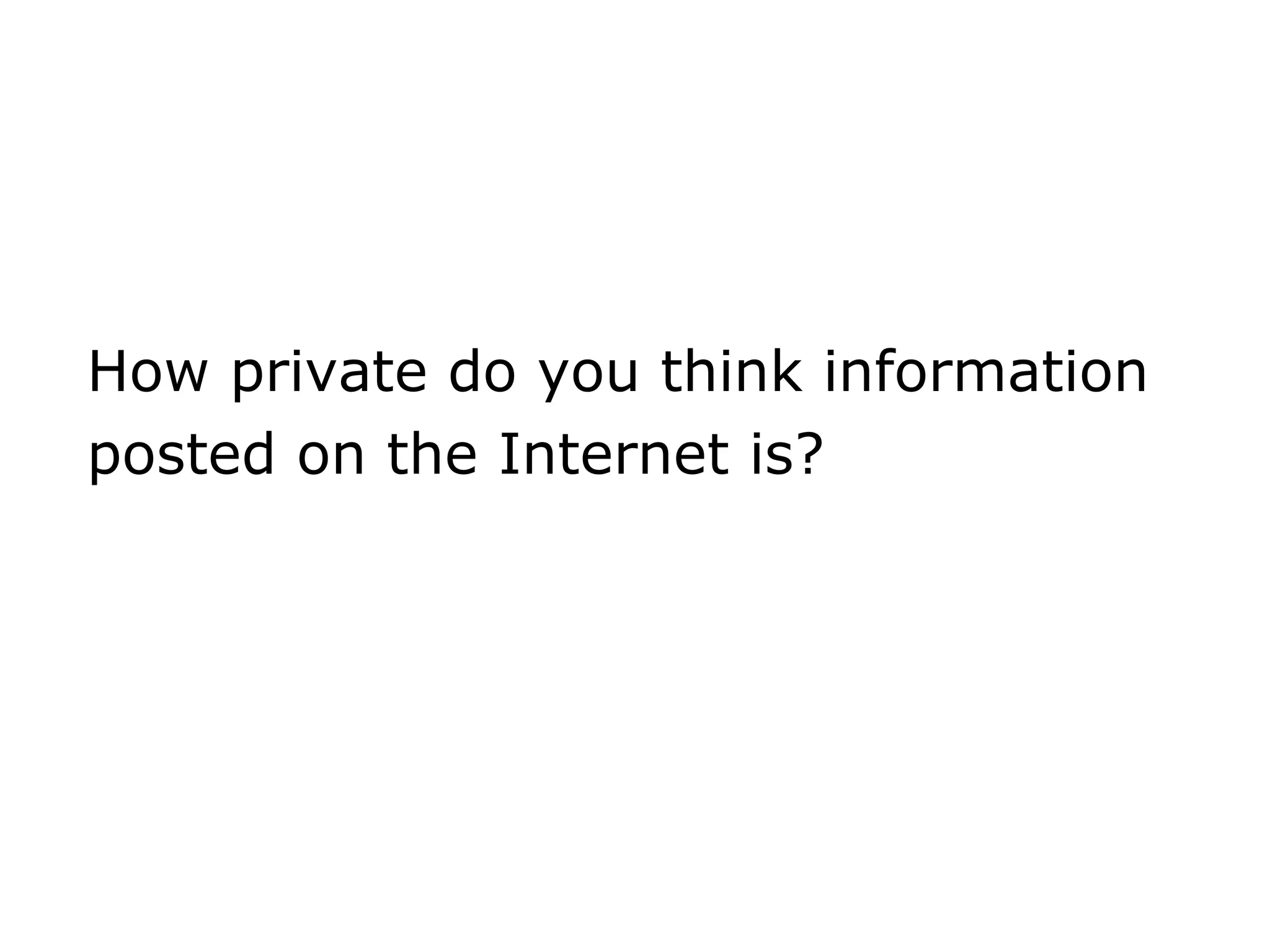 How private do you think information posted on the Internet is? 