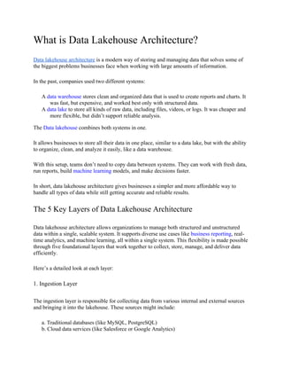 What is Data Lakehouse Architecture Blog | DOCX