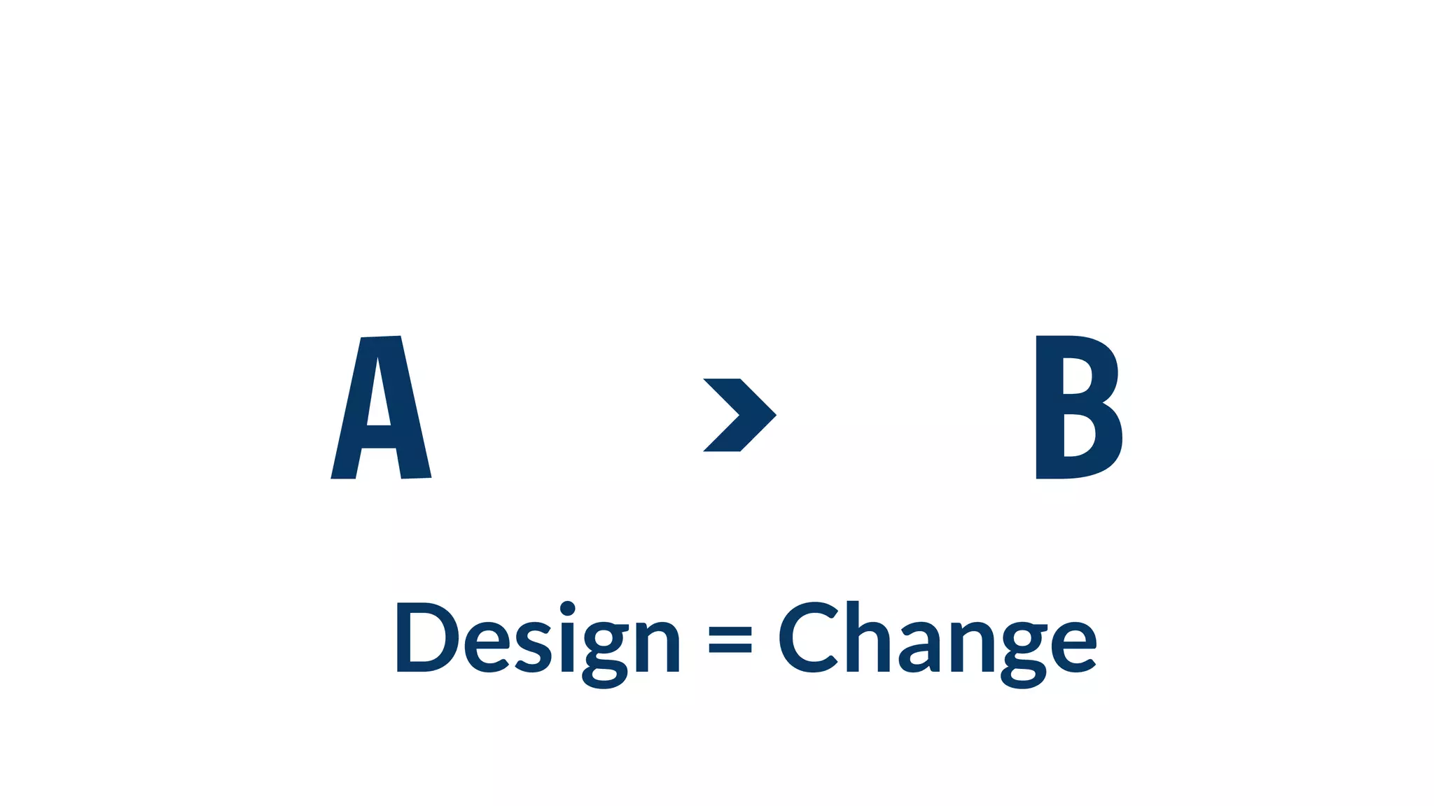 A B
Design = Change
 