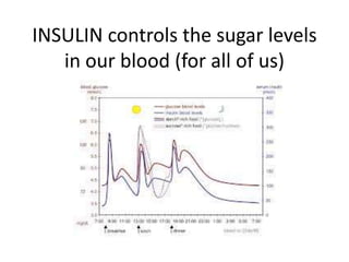 INSULIN controls the sugar levels 
in our blood (for all of us) 
 