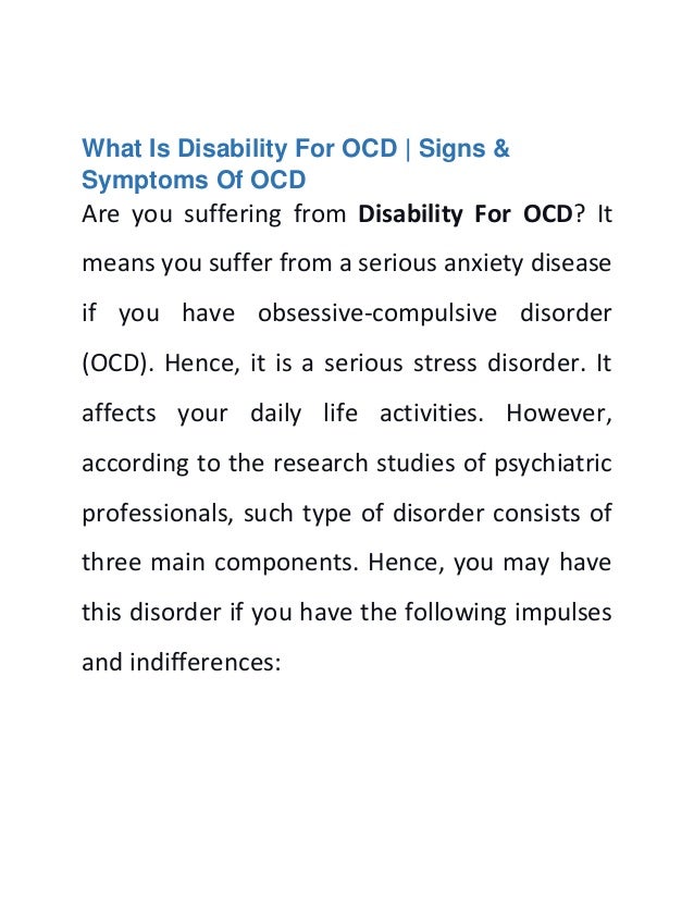 What Is Disability For OCD Signs & Symptoms Of OCD What Is Disability For OCD Signs & Symptoms Of OCD