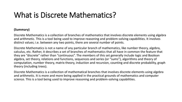 What is discrete mathematics | PPT