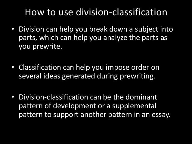 Parts classification essay