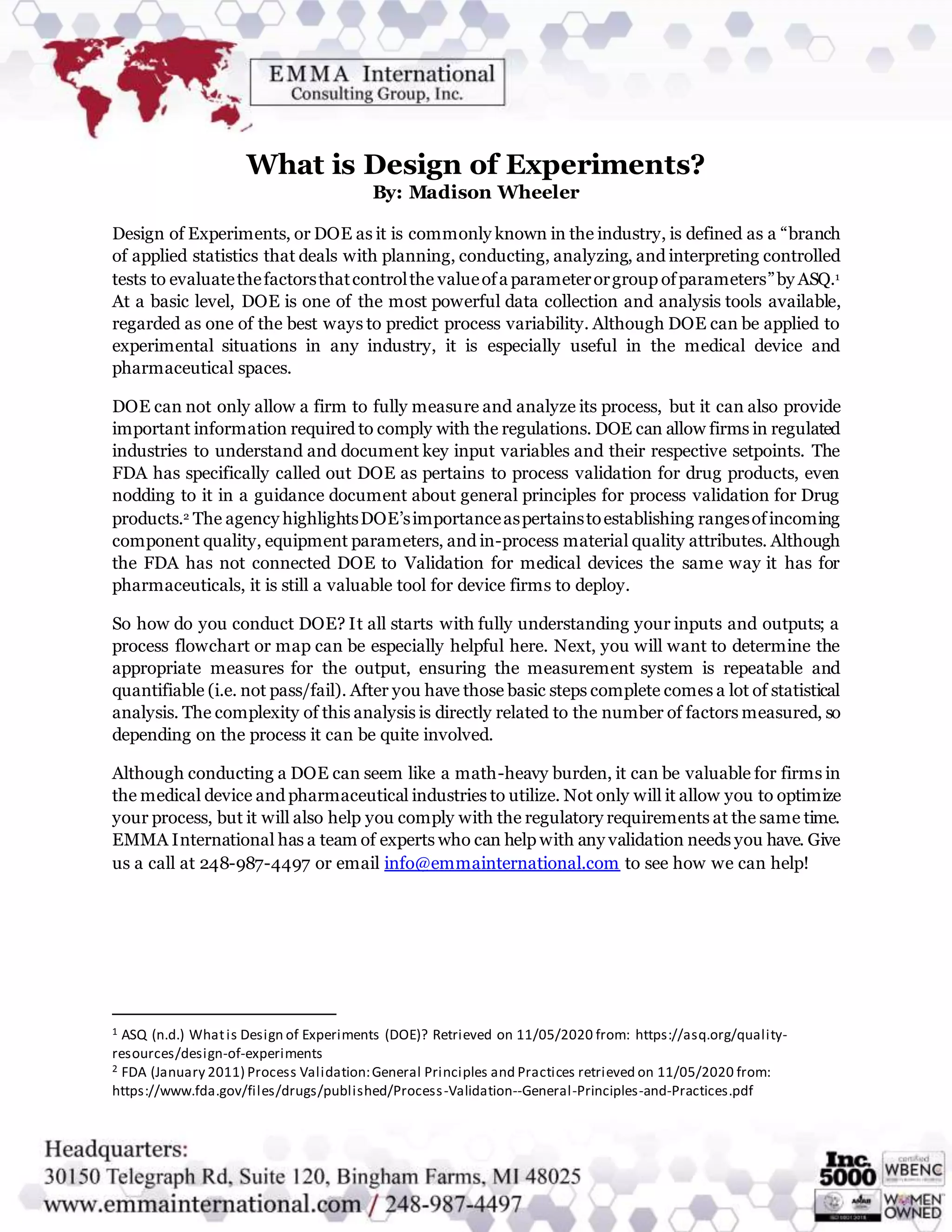 What is design of experiments pdf