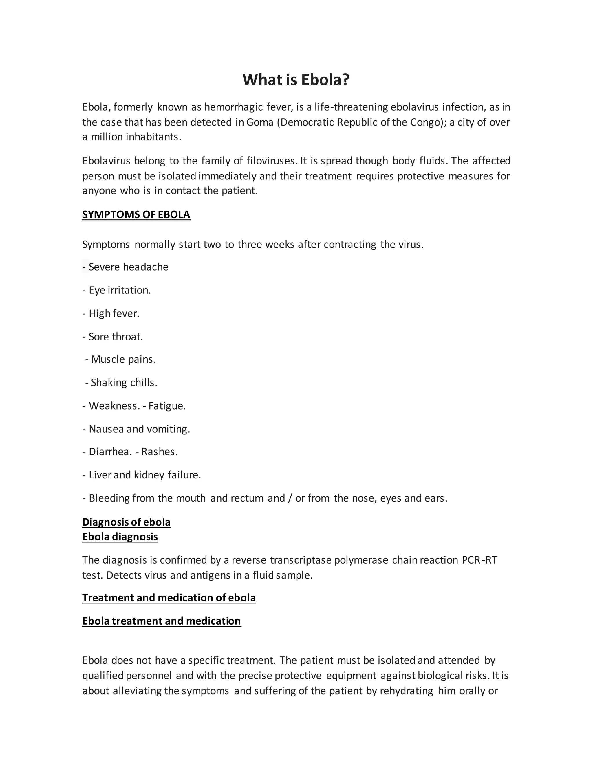 What is ebola docx infectious diseases diseases and conditions