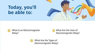 What Is an Electromagnetic
Relay?
Today, you’ll
be able to:
What Are the Uses of
Electromagnetic Relay?
What Are the Types of
Electromagnetic Relay?
 