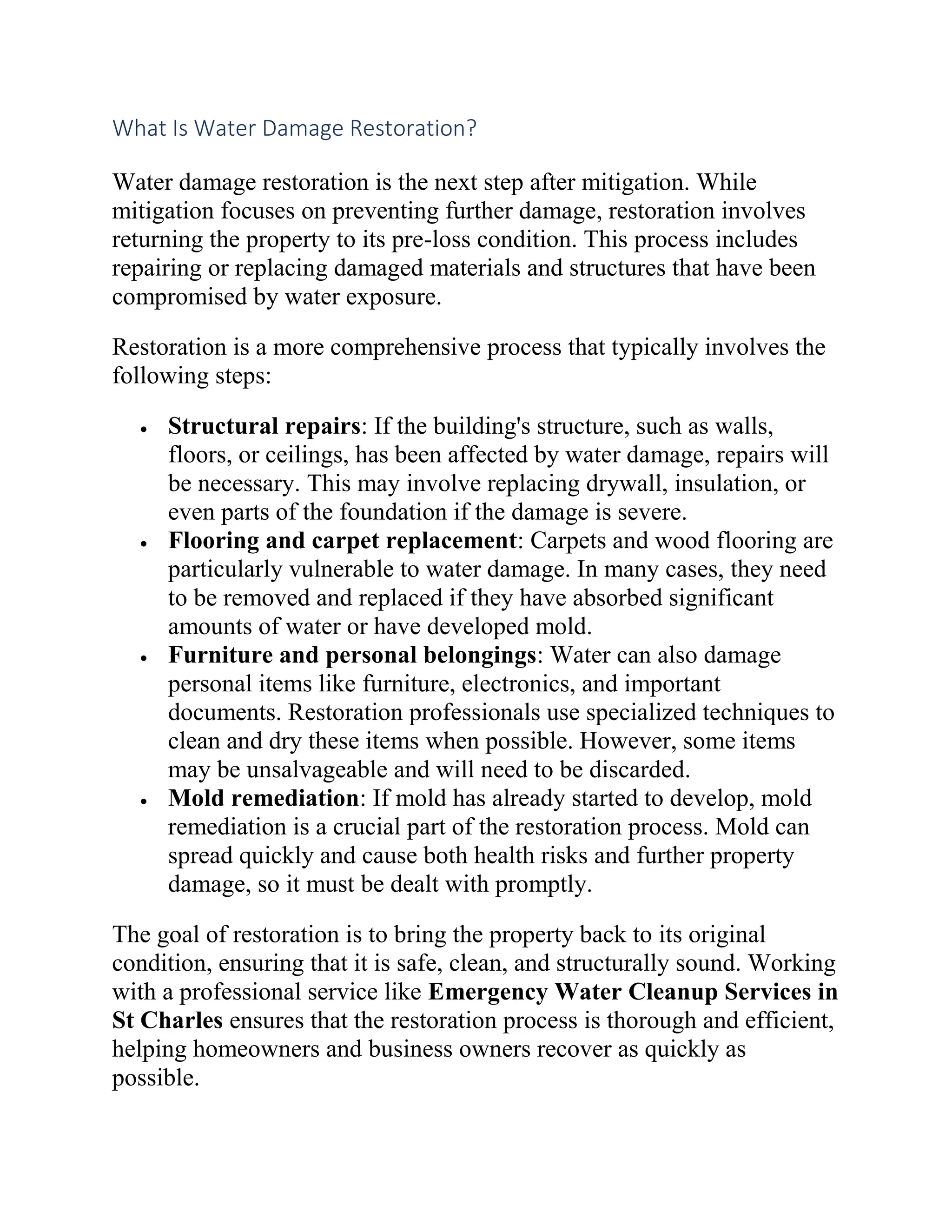 What Is Emergency Water Damage Mitigation & Restoration? PDF