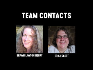 TEAM CONTACTS
ERIC EGGERTSHAWN LAWTON HENRY
 