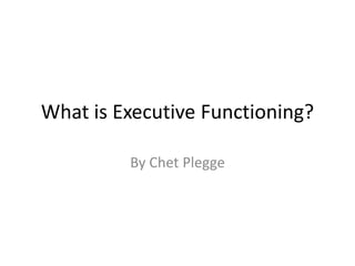 What is Executive Functioning?
By Chet Plegge

 