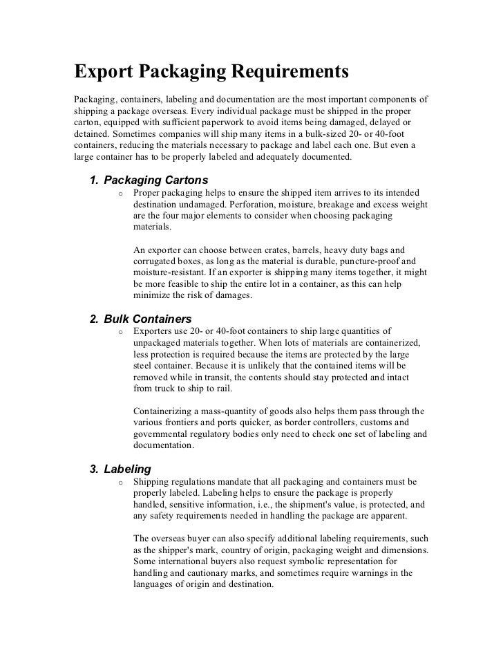 What is export packaging