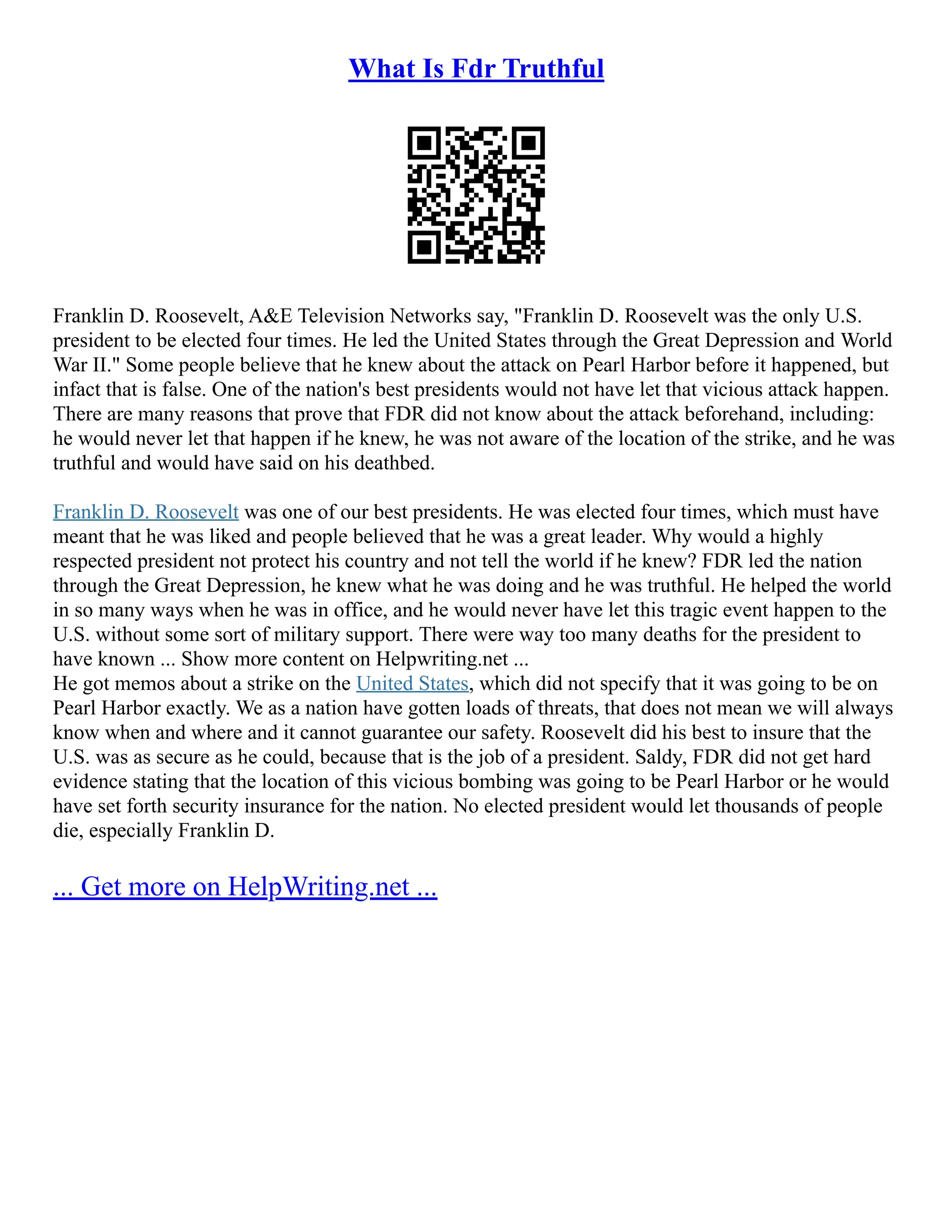 What Is Fdr Truthful | PDF