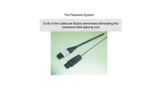 Ends of the cable are factory terminated eliminating the
excessive field splicing cost
The Fiberwire System
 