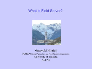 What is Field Server? Masayuki Hirafuji NARO   National Agriculture and Food Research Organization University of Tsukuba ALFAE 