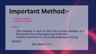 File handling & basic operation on file in python | PPTX