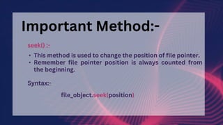 File handling & basic operation on file in python | PPT