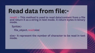 File handling & basic operation on file in python | PPTX