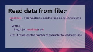 File handling & basic operation on file in python | PPTX