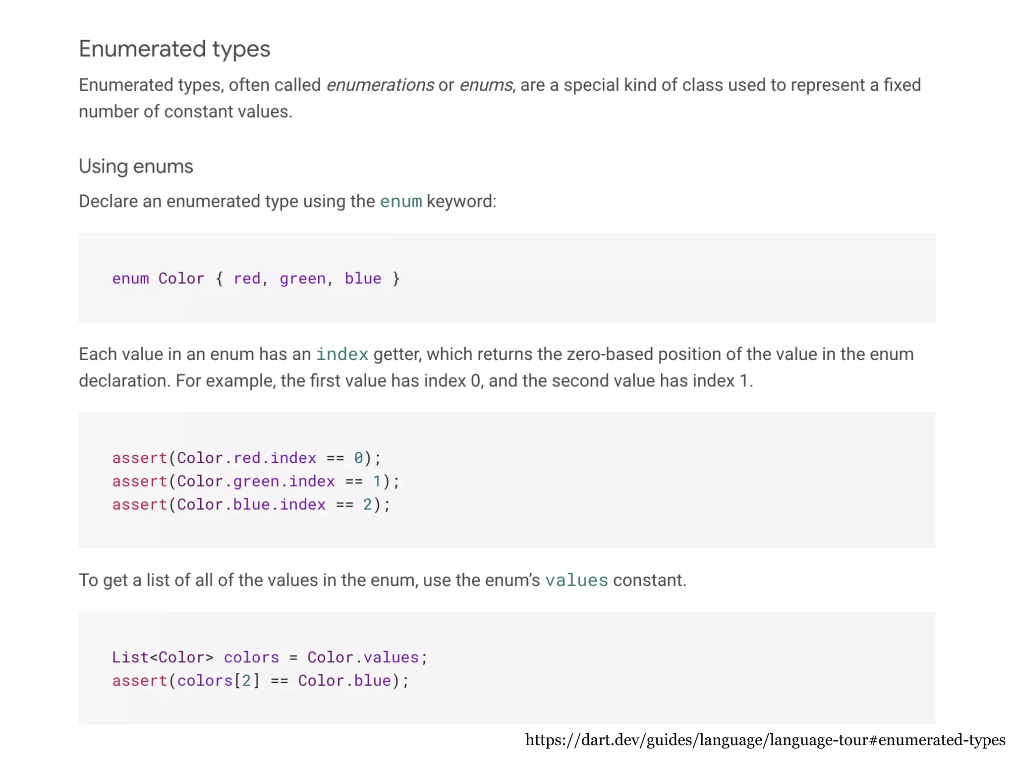 https://dart.dev/guides/language/language-tour#enumerated-types
 