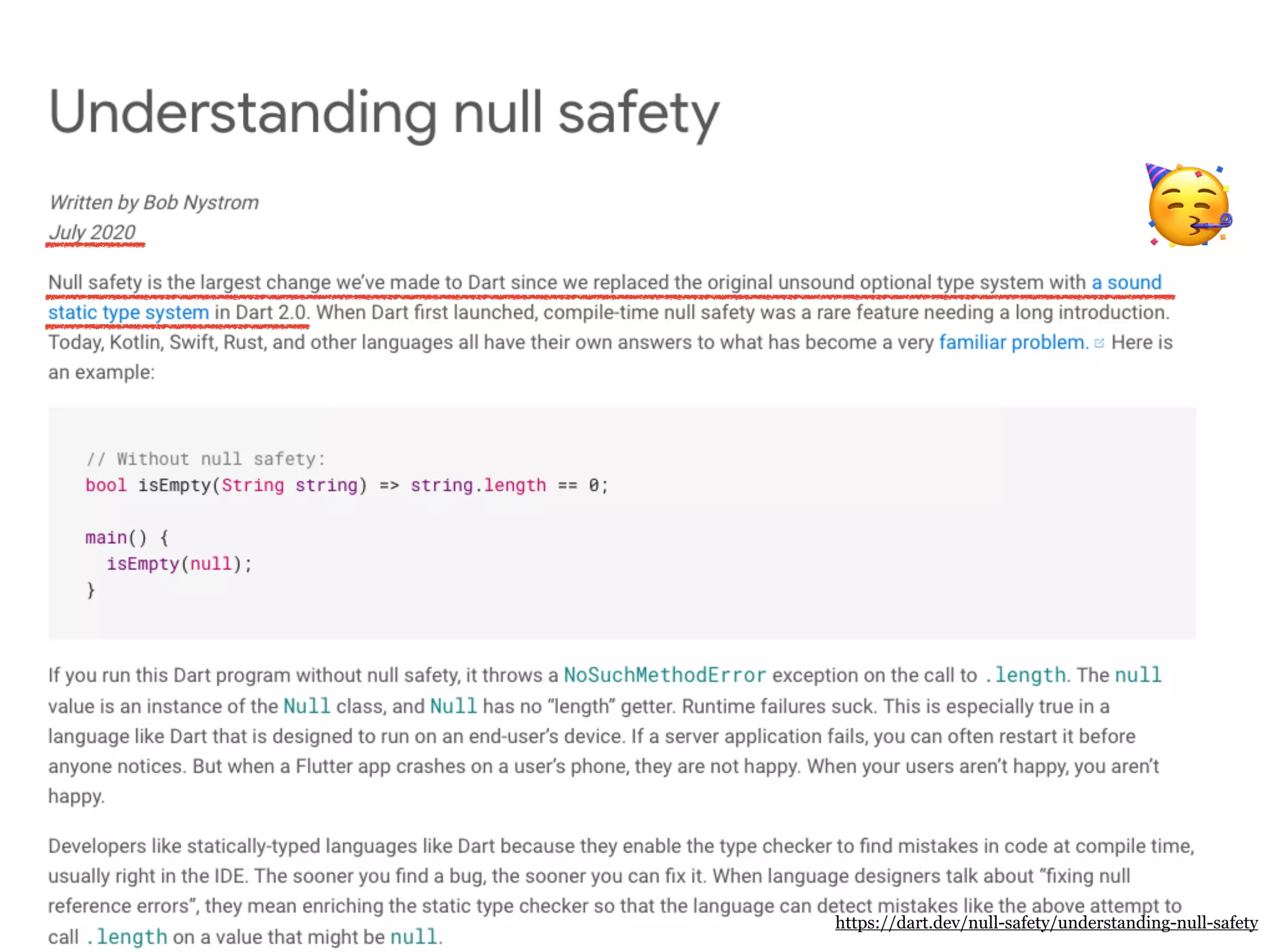 🥳
https://dart.dev/null-safety/understanding-null-safety
 