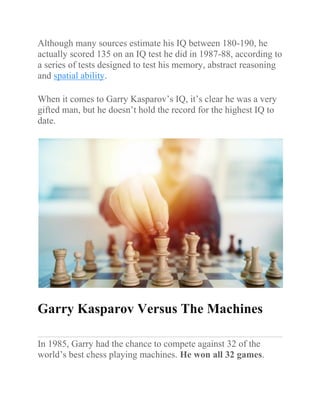 Garry Kasparov IQ  IBM Super Computer Deep Blue Vs Garry