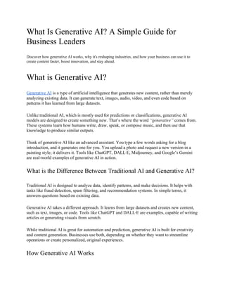 What Is Generative AI? A Simple Guide for Business Leaders | DOCX