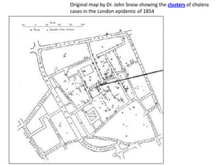Original map by Dr. John Snow showing the clusters of cholera cases in the London epidemic of 1854 