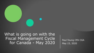 What is going on with the
Fiscal Management Cycle
for Canada - May 2020
Paul Young CPA CGA
May 15, 2020
 