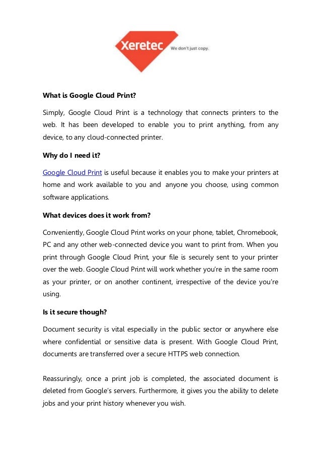 What Is Google Cloud Print Simply A Technology That Connects