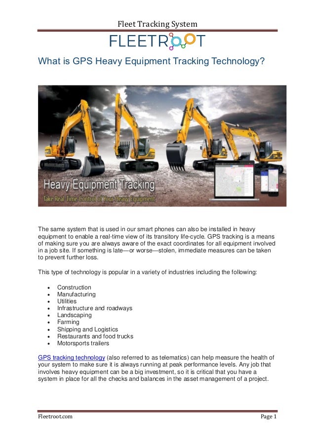 What is GPS Heavy Equipment Tracking Technology? PDF