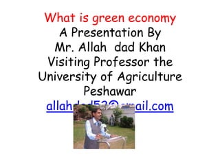 What is green economy A Presentation By Mr. Allah dad Khan Visiting ...