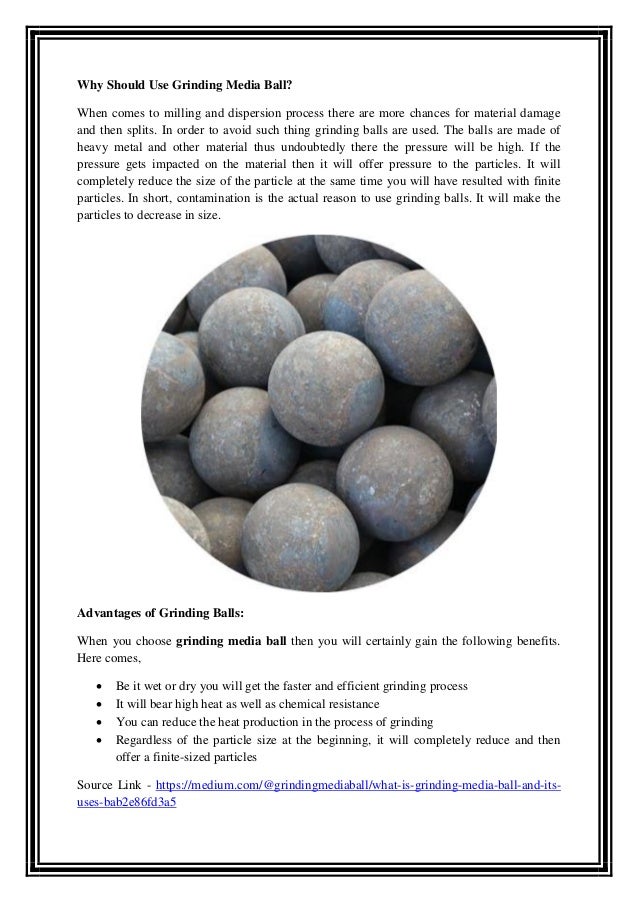 What is grinding media ball and its uses