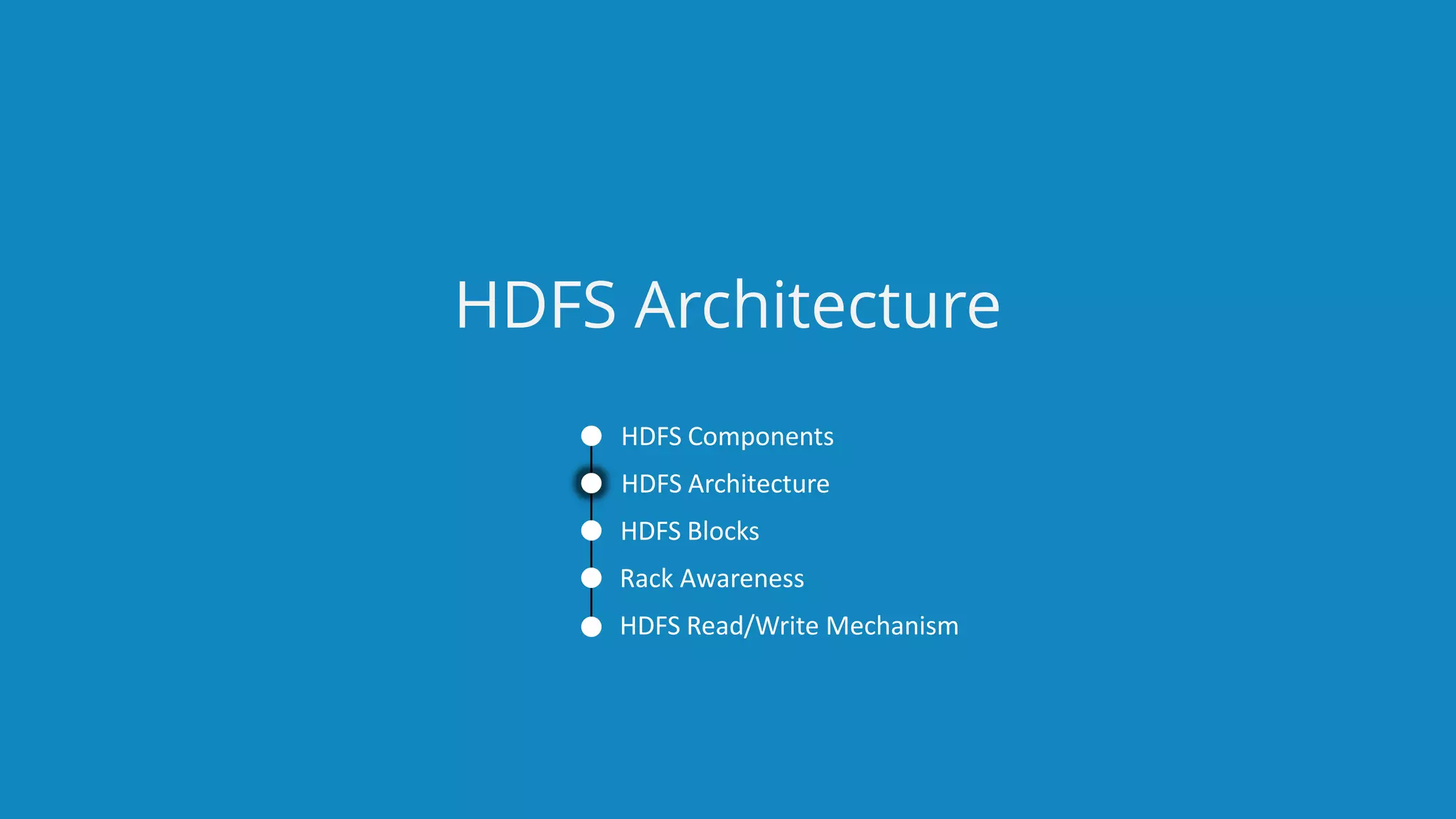 www.edureka.co/big-data-and-hadoopEDUREKA HADOOP CERTIFICATION TRAINING HDFS Architecture HDFS Components HDFS Architecture HDFS Blocks Rack Awareness HDFS Read/Write Mechanism 