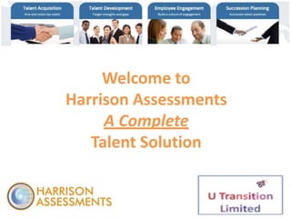 Welcome to
Harrison Assessments
A Complete
Talent Solution
 