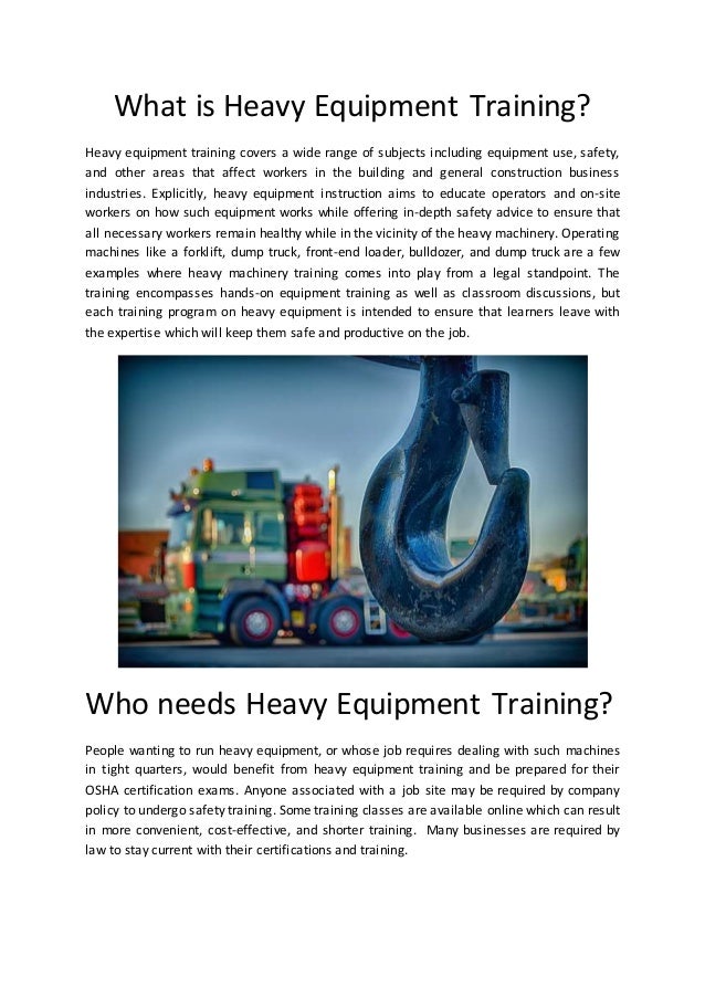 What is Heavy Equipment Training?