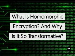 What Is Homomorphic
Encryption? And Why
Is It So Transformative?
 