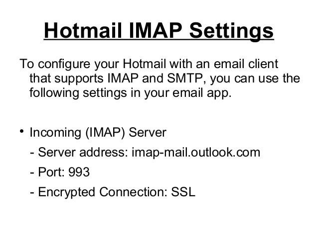 What is hotmail smtp setting for iphone?